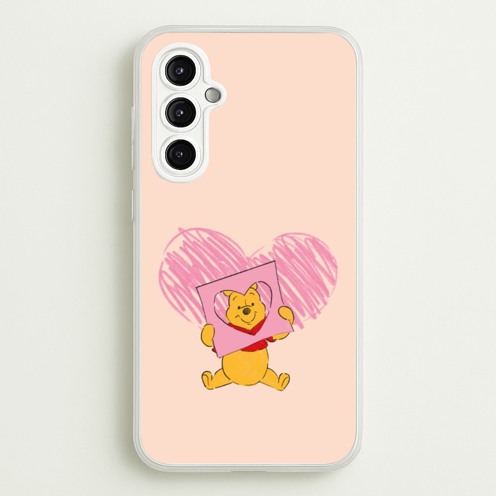 Pooh Heart Drawing Valentine's - Disney Valentine's Phone Case for Galaxy A14