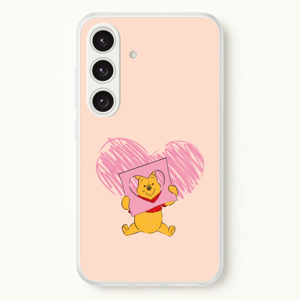 Pooh Heart Drawing Valentine's - Disney Valentine's Phone Case for Galaxy S24