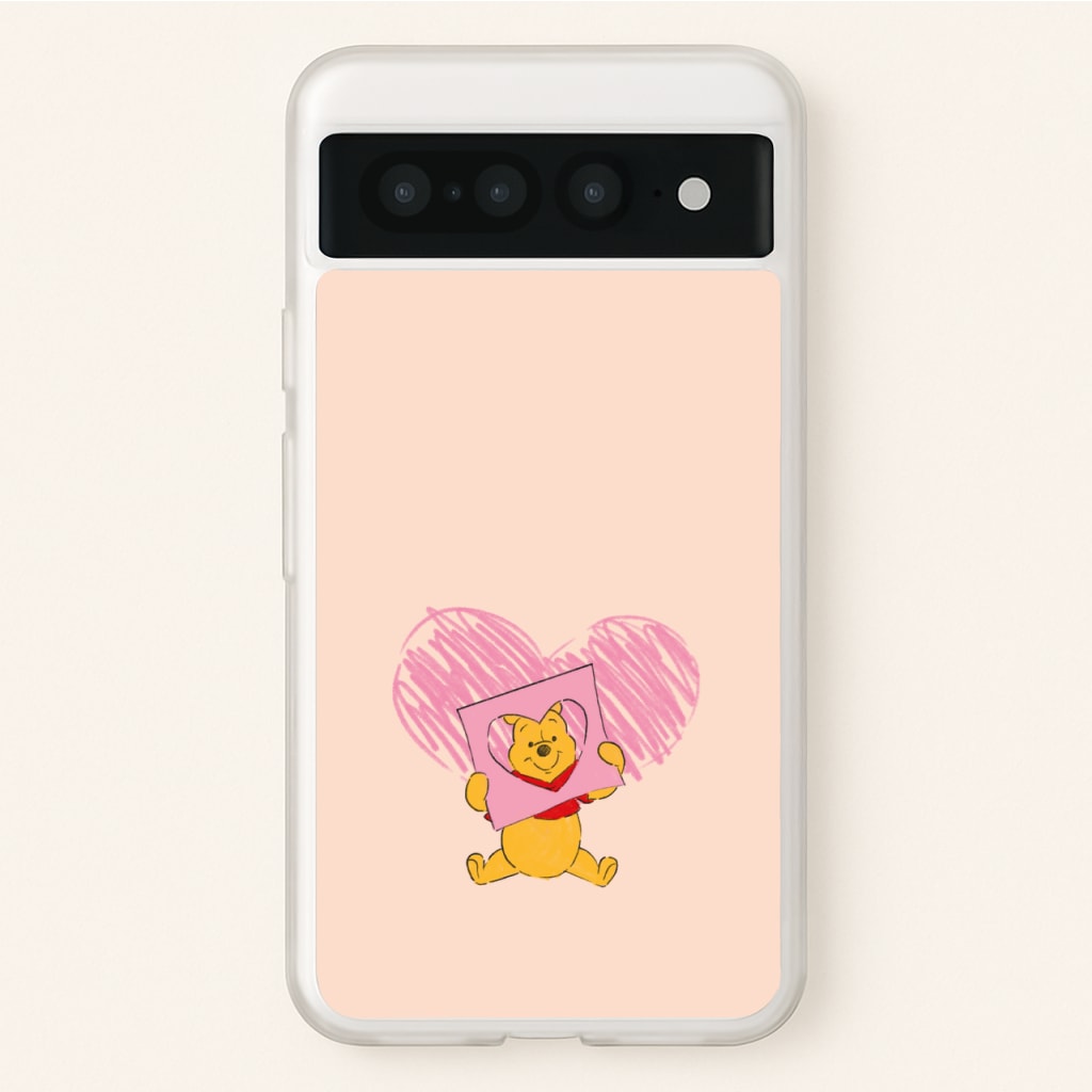Pooh Heart Drawing Valentine's - Disney Valentine's Phone Case for Google Pixel 7 Pro