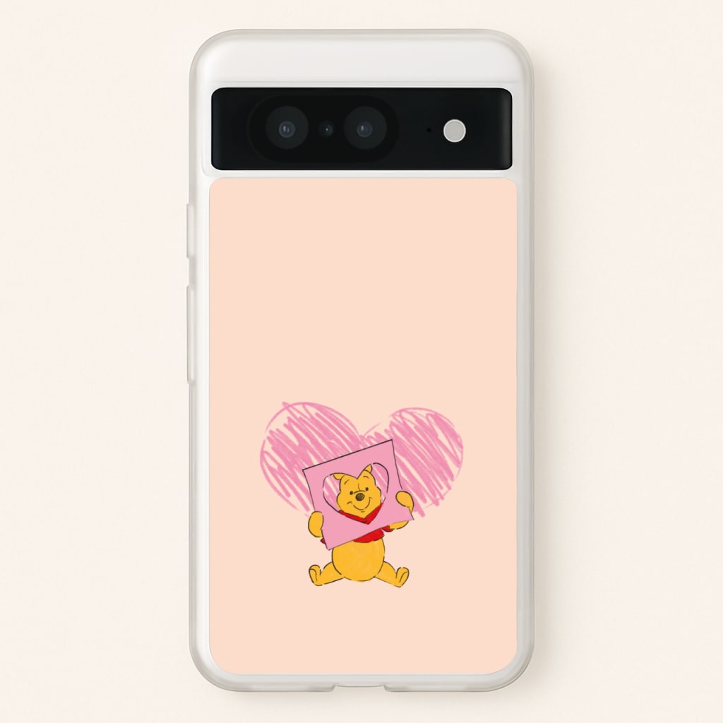 Pooh Heart Drawing Valentine's - Disney Valentine's Phone Case for Google Pixel 8