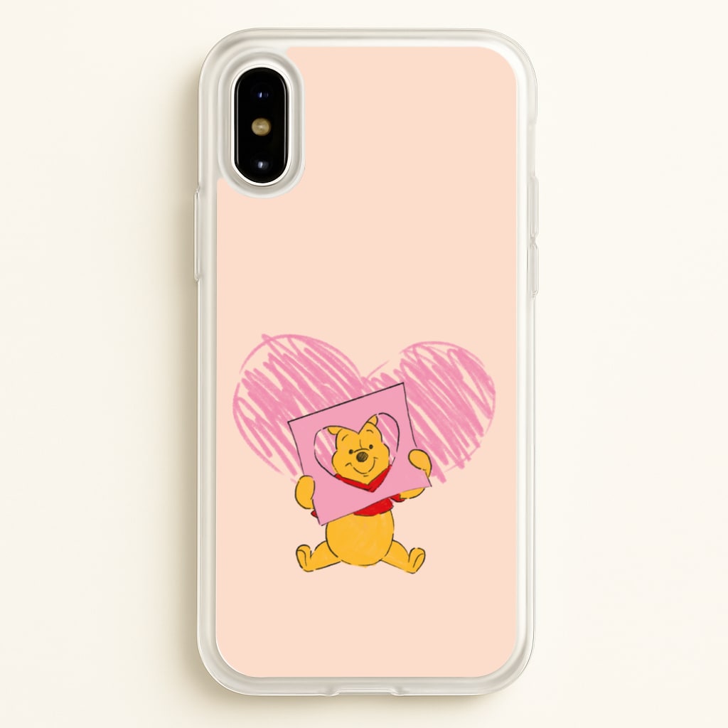 Pooh Heart Drawing Valentine's - Disney Valentine's Phone Case for iPhone X / XS