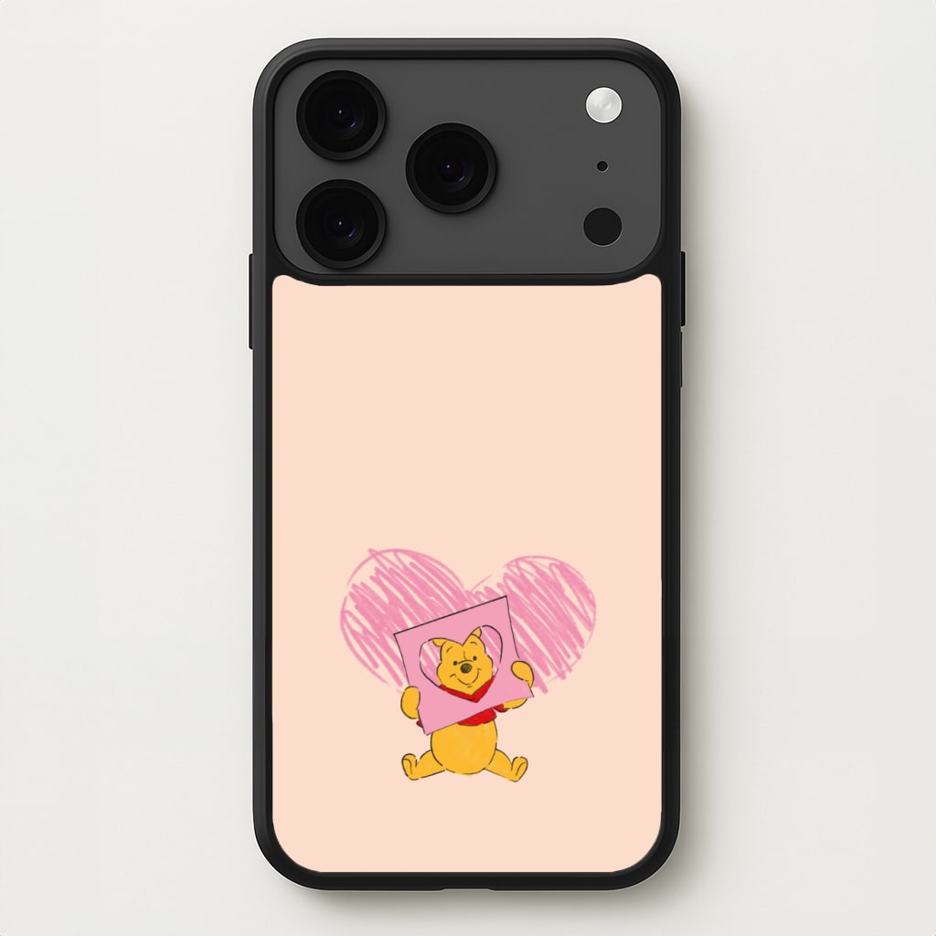 Pooh Heart Drawing Valentine's Phone Case for iPhone 17 Pro Max
