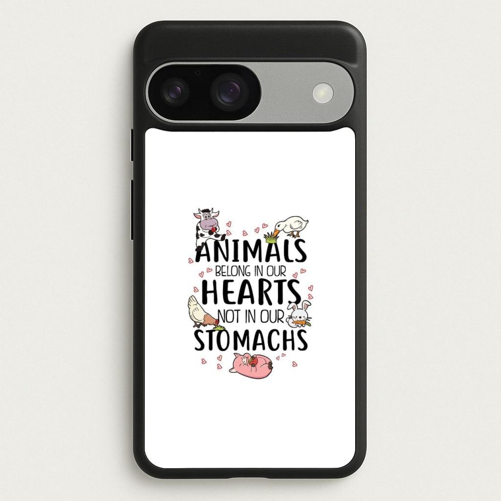 Animals Belong In Our Hearts - Vegan - Vegan Phone Case for Google Pixel 9 / 9 Pro