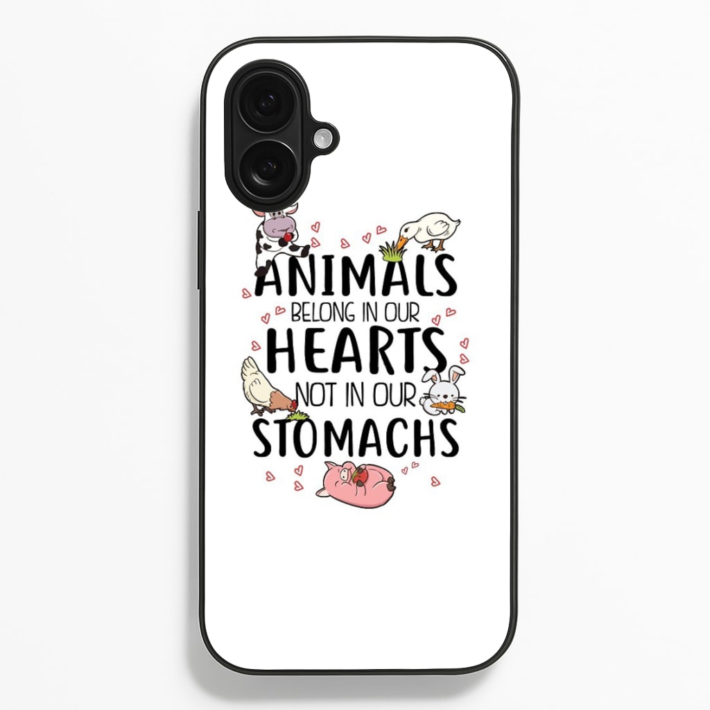 Animals Belong In Our Hearts - Vegan - Vegan Phone Case for iPhone 16 Plus