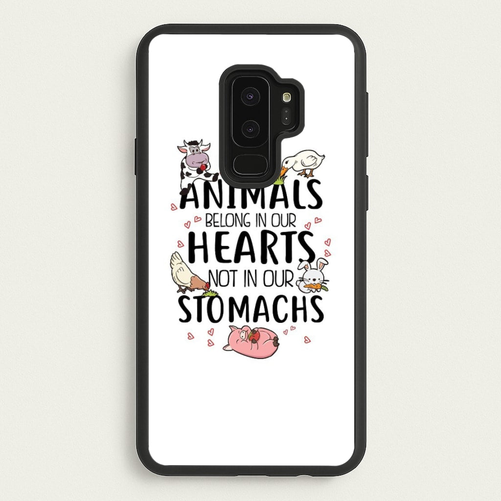 Animals Belong In Our Hearts - Vegan - Vegan Phone Case for Galaxy S9 Plus