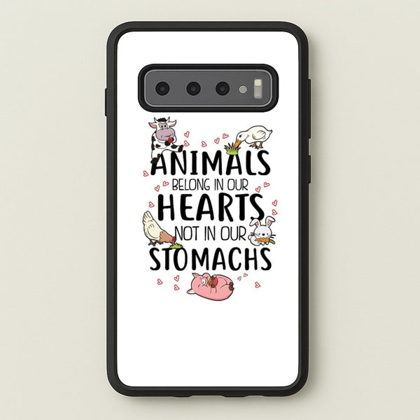 Animals Belong In Our Hearts - Vegan - Vegan Phone Case for Galaxy S10