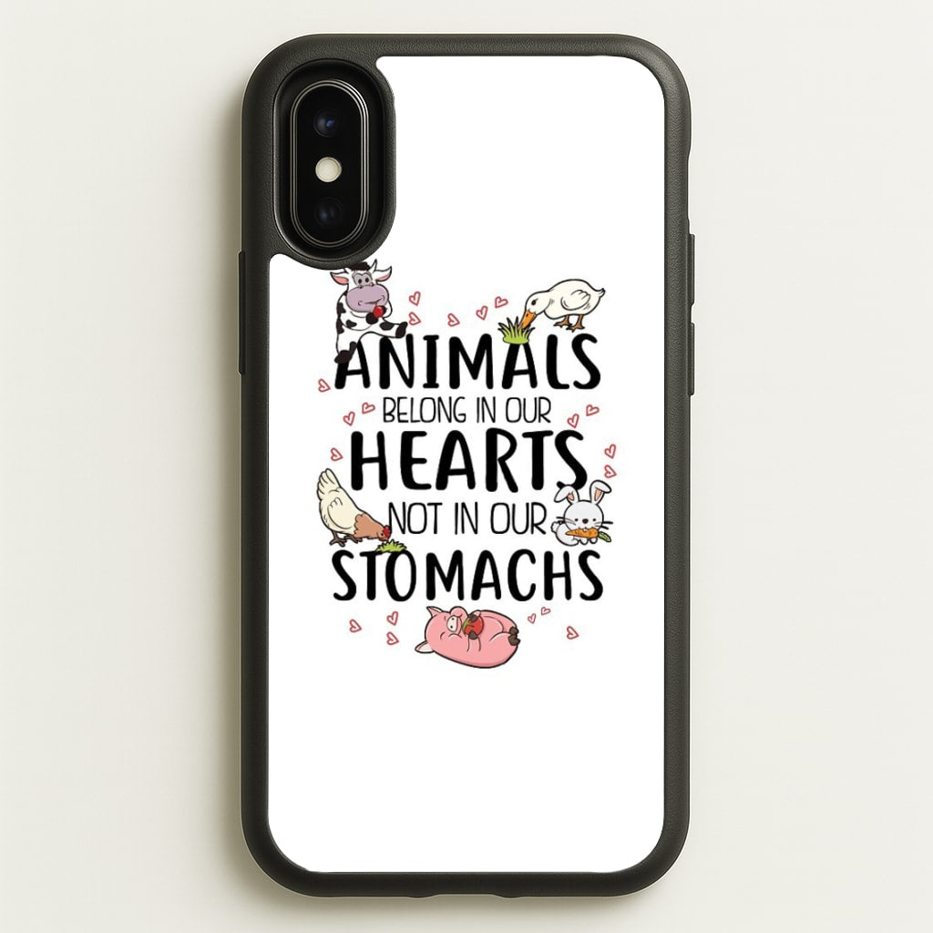 Animals Belong In Our Hearts - Vegan - Vegan Phone Case for iPhone X / XS