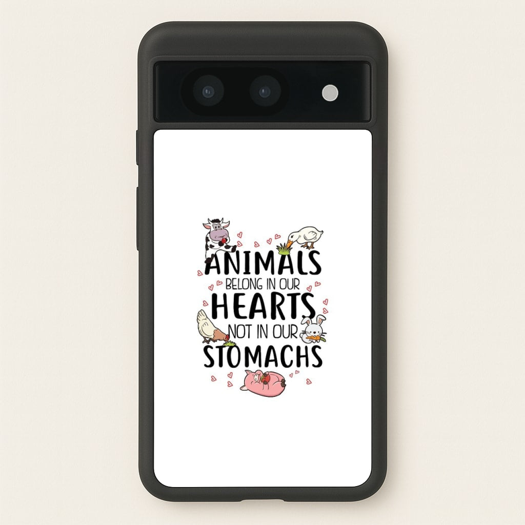 Animals Belong In Our Hearts - Vegan - Vegan Phone Case for Google Pixel 8a
