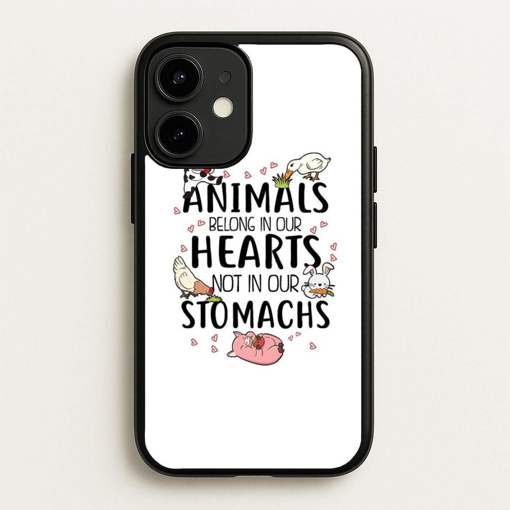 Animals Belong In Our Hearts - Vegan - Vegan Phone Case for iPhone 12 / 12 Pro