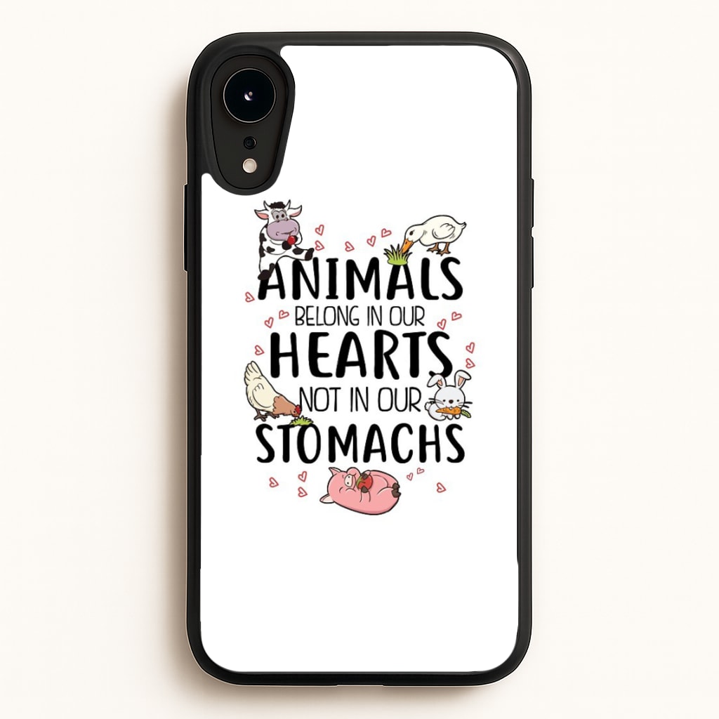 Animals Belong In Our Hearts - Vegan - Vegan Phone Case for iPhone XR