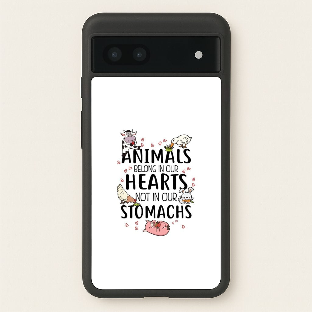 Animals Belong In Our Hearts - Vegan - Vegan Phone Case for Google Pixel 7a