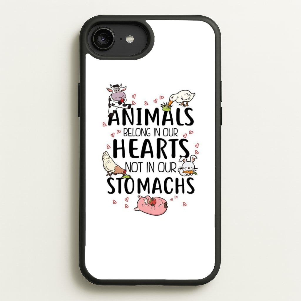 Animals Belong In Our Hearts - Vegan - Vegan Phone Case for iPhone 6 Plus / 7 Plus / 8 Plus