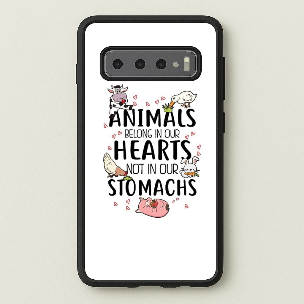 Animals Belong In Our Hearts - Vegan - Vegan Phone Case for Galaxy S10 Plus