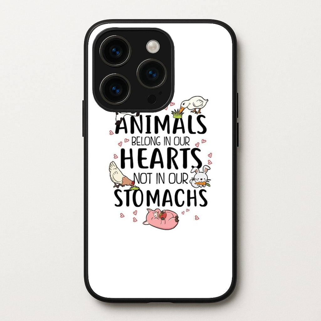Animals Belong In Our Hearts - Vegan - Vegan Phone Case for iPhone 14 Pro