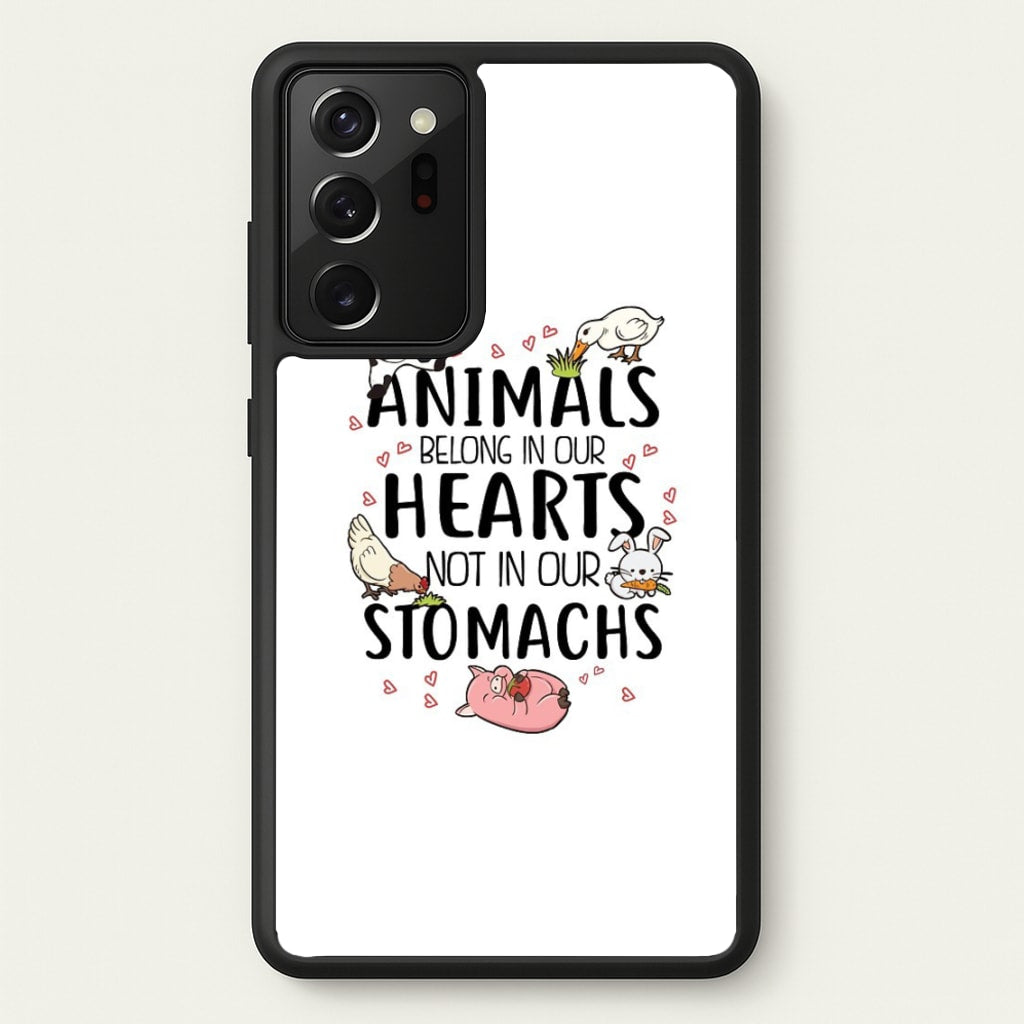Animals Belong In Our Hearts - Vegan - Vegan Phone Case for Galaxy Note 20 Ultra