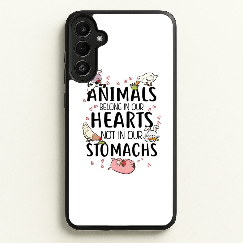 Animals Belong In Our Hearts - Vegan - Vegan Phone Case for Galaxy A34