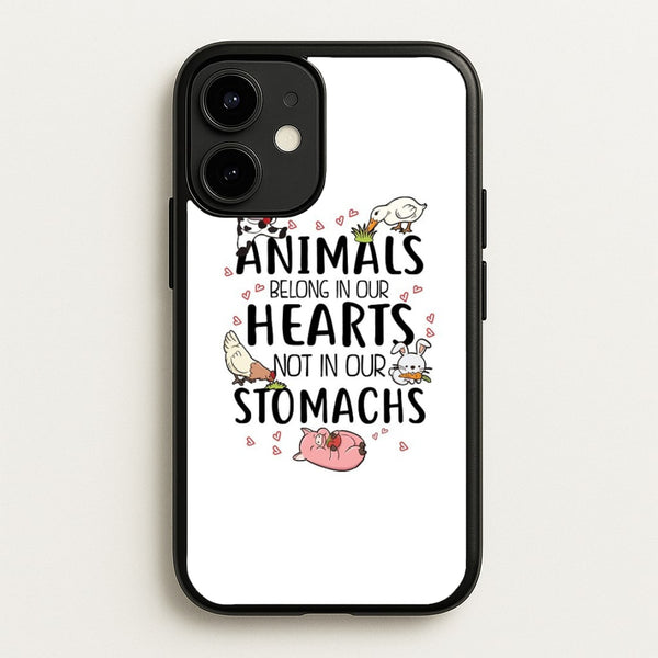 Animals Belong In Our Hearts - Vegan - Vegan Phone Case for iPhone 12 Mini