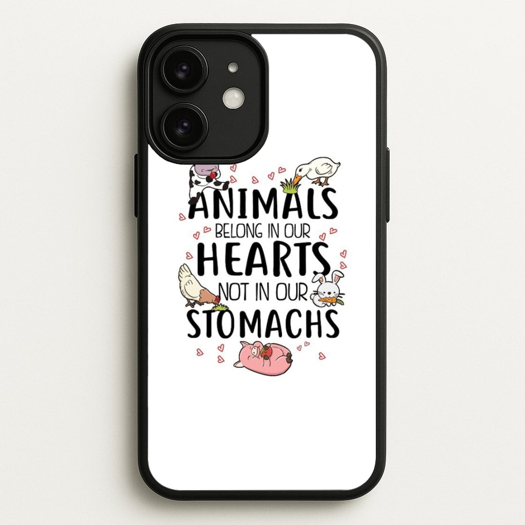 Animals Belong In Our Hearts - Vegan - Vegan Phone Case for iPhone 11