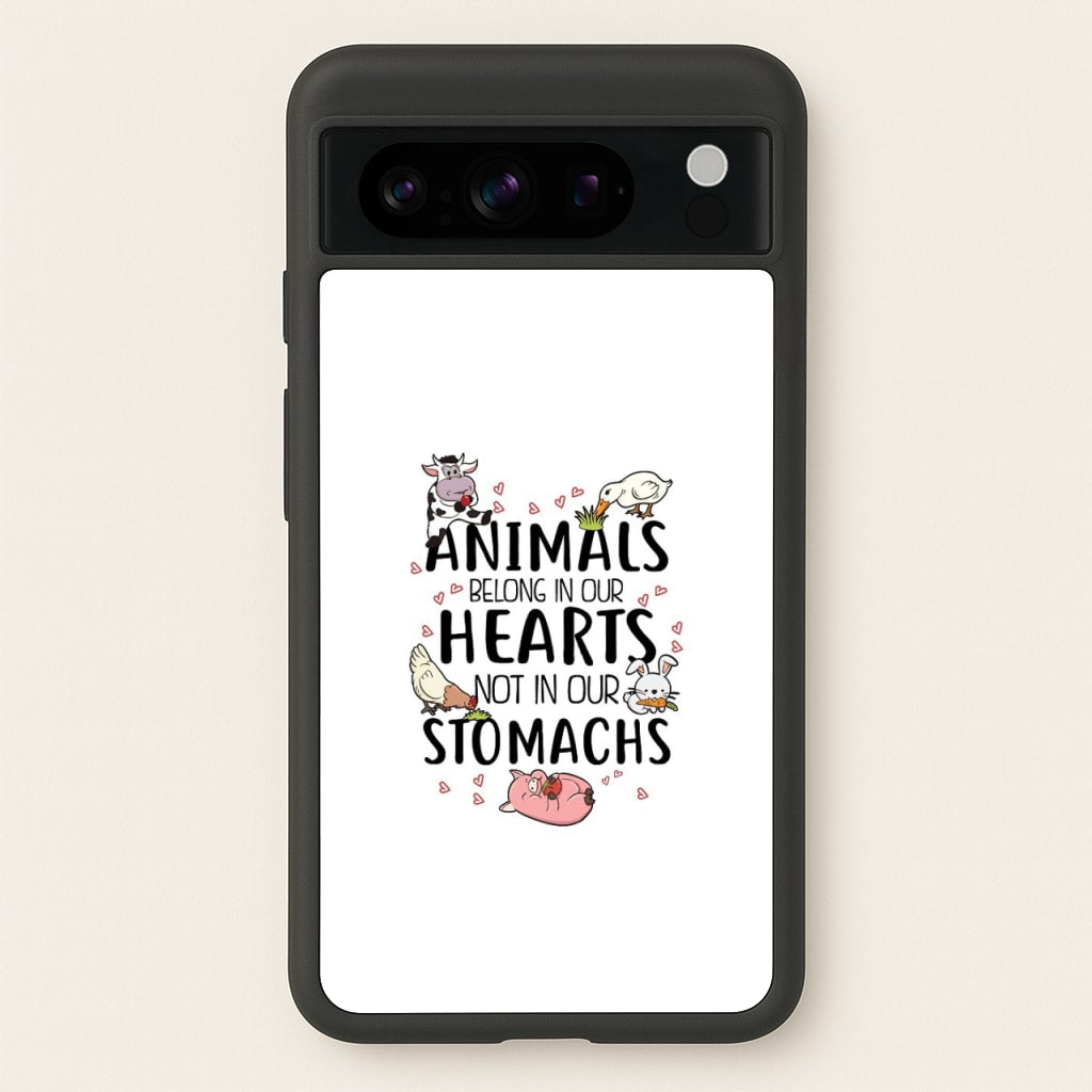 Animals Belong In Our Hearts - Vegan - Vegan Phone Case for Google Pixel 8 Pro