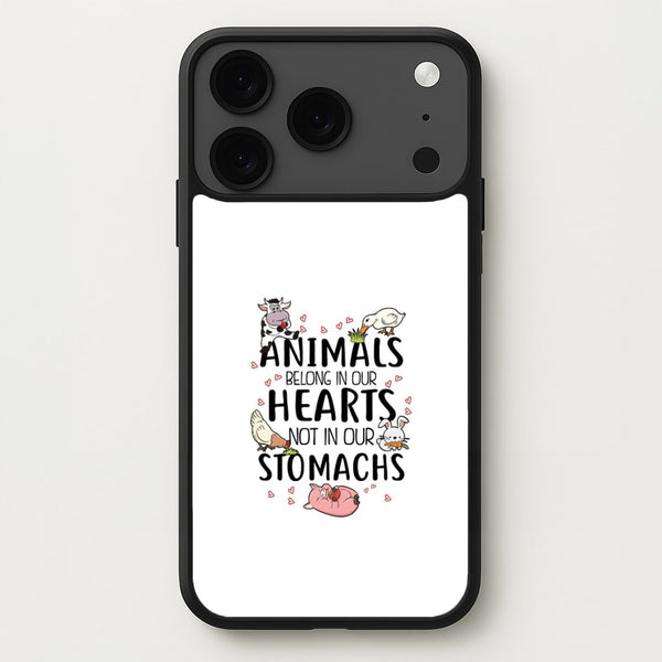 Animals Belong In Our Hearts - Vegan Phone Case for iPhone 17 Pro