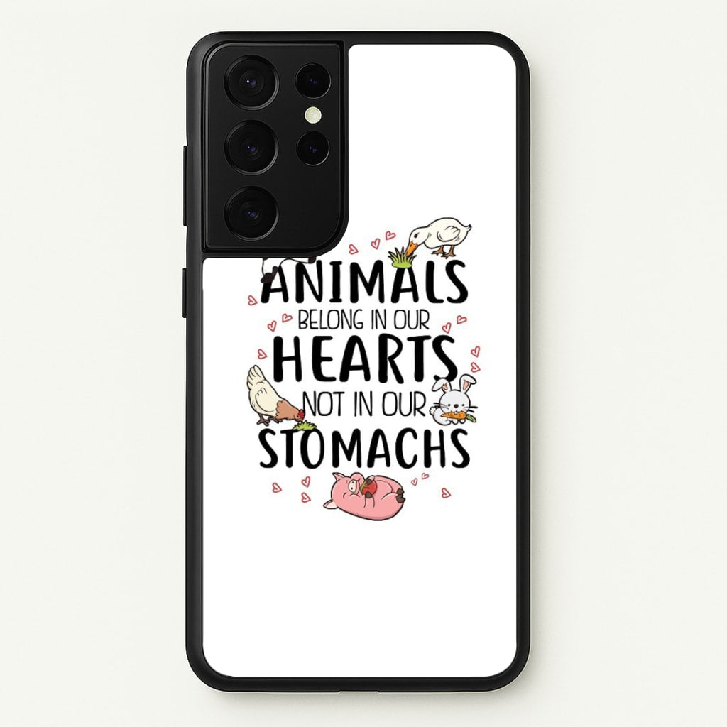Animals Belong In Our Hearts - Vegan - Vegan Phone Case for Galaxy S21 Ultra