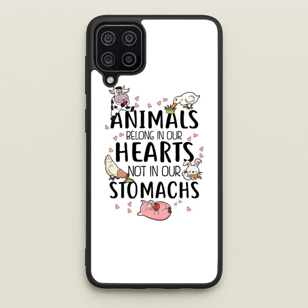 Animals Belong In Our Hearts - Vegan - Vegan Phone Case for Galaxy A12