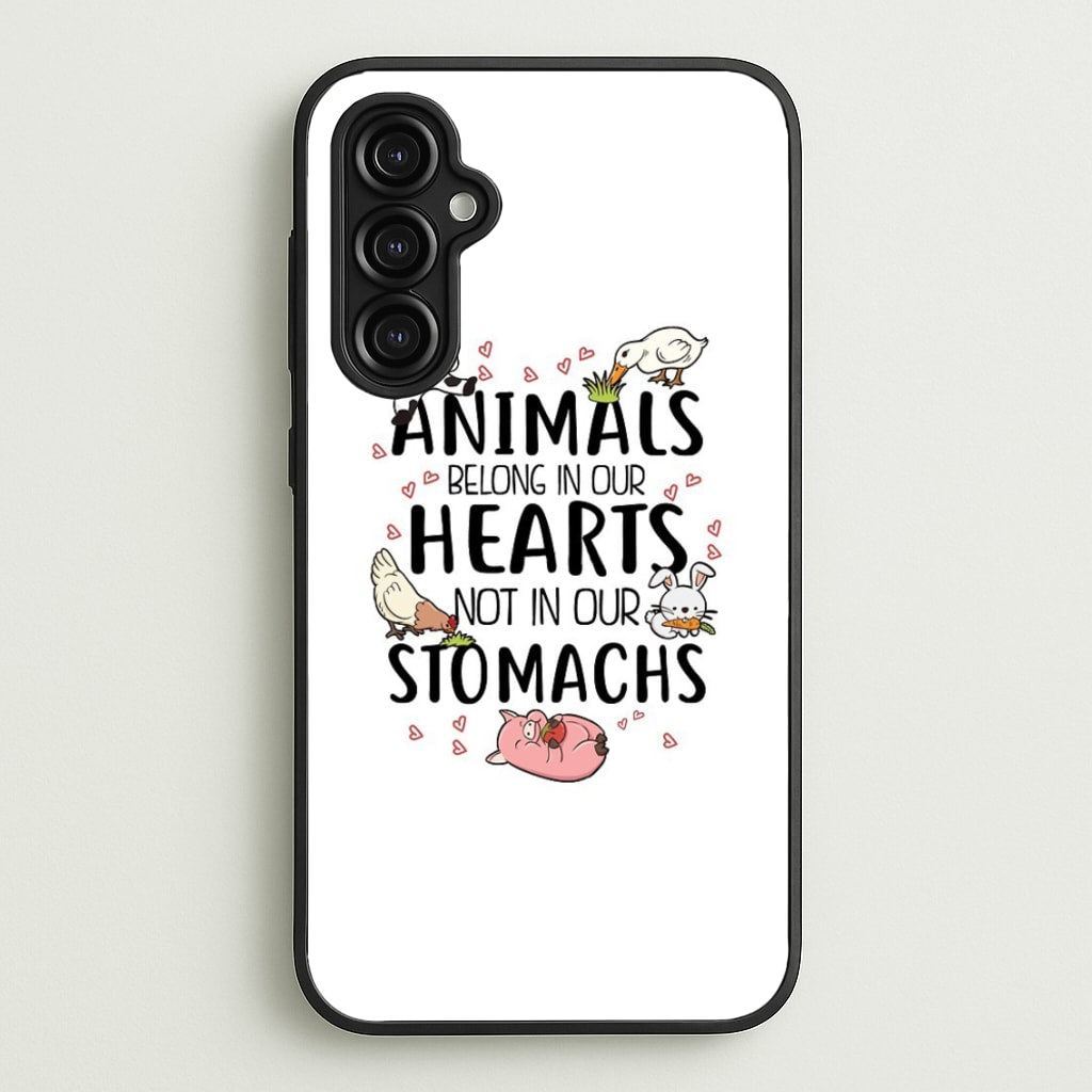 Animals Belong In Our Hearts - Vegan - Vegan Phone Case for Galaxy A14