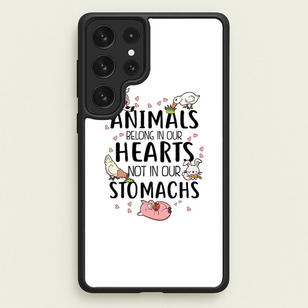 Animals Belong In Our Hearts - Vegan - Vegan Phone Case for Galaxy S23 Ultra