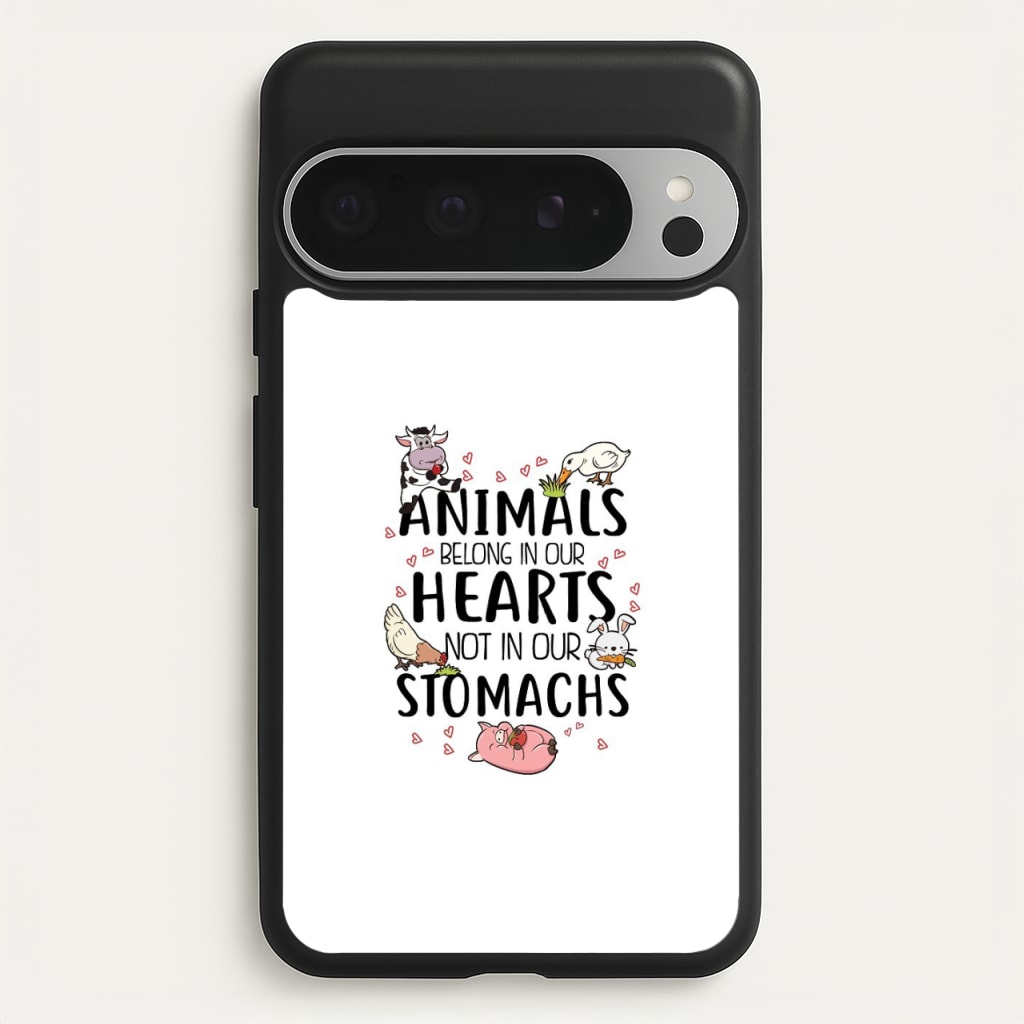 Animals Belong In Our Hearts - Vegan - Vegan Phone Case for Google Pixel 9 Pro XL
