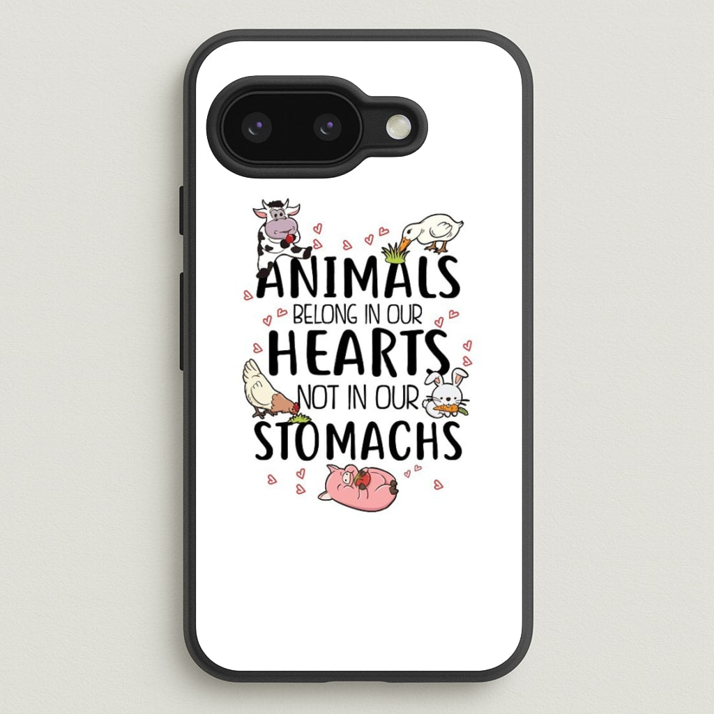 Animals Belong In Our Hearts - Vegan - Vegan Phone Case for Google Pixel 9a