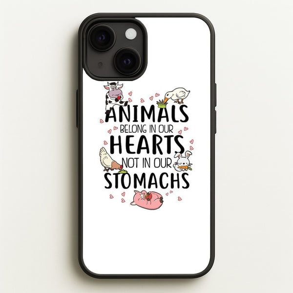 Animals Belong In Our Hearts - Vegan - Vegan Phone Case for iPhone 13 Mini
