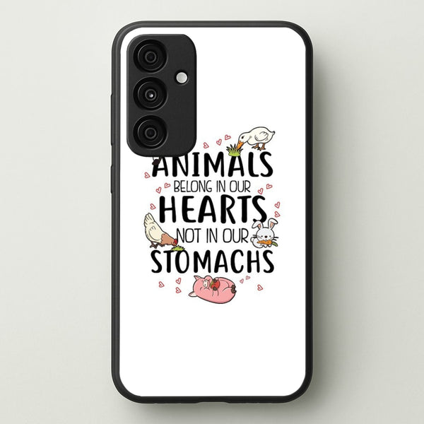 Animals Belong In Our Hearts - Vegan - Vegan Phone Case for Galaxy A35