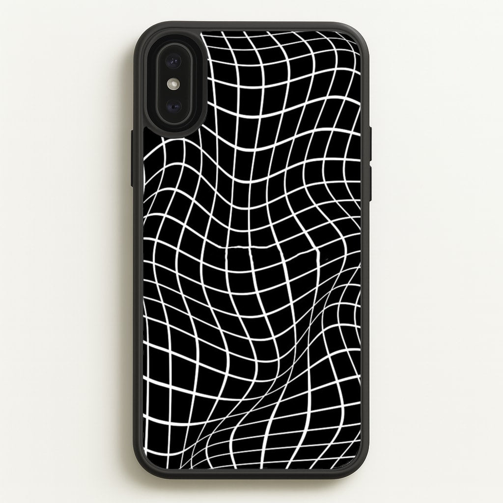 Black Wavy Grid Pattern - Phone Case for iPhone XS Max
