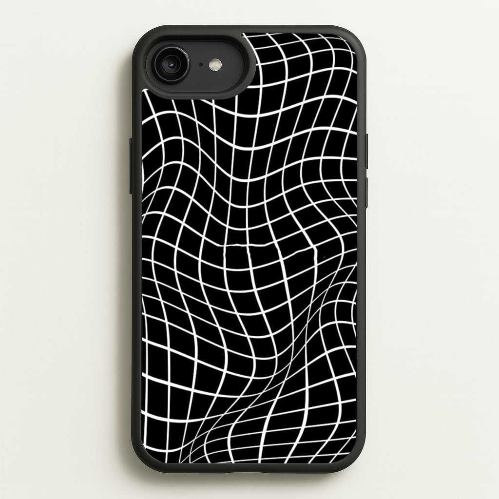 Black Wavy Grid Pattern - Phone Case for iPhone 6 Plus / 7 Plus / 8 Plus
