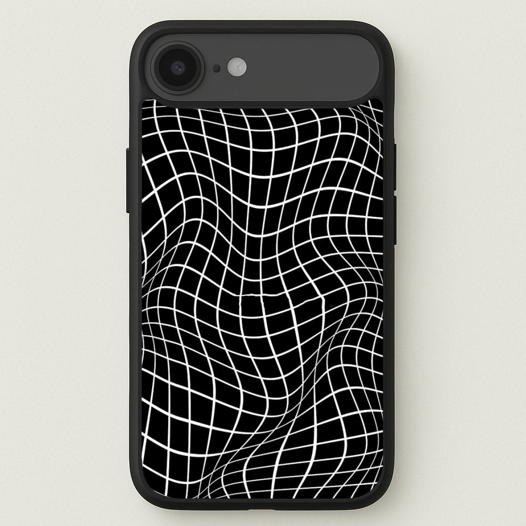 Black Wavy Grid Pattern Phone Case for iPhone 17 Air