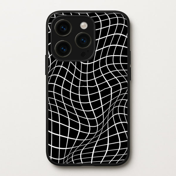 Black Wavy Grid Pattern - Phone Case for iPhone 14 Pro Max