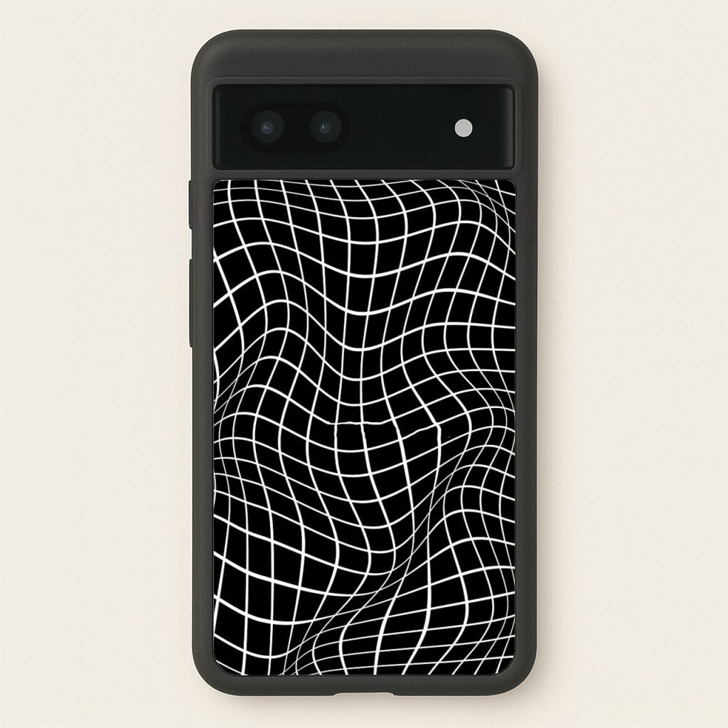 Black Wavy Grid Pattern - Phone Case for Google Pixel 7a