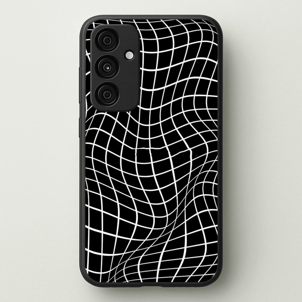Black Wavy Grid Pattern - Phone Case for Galaxy A35