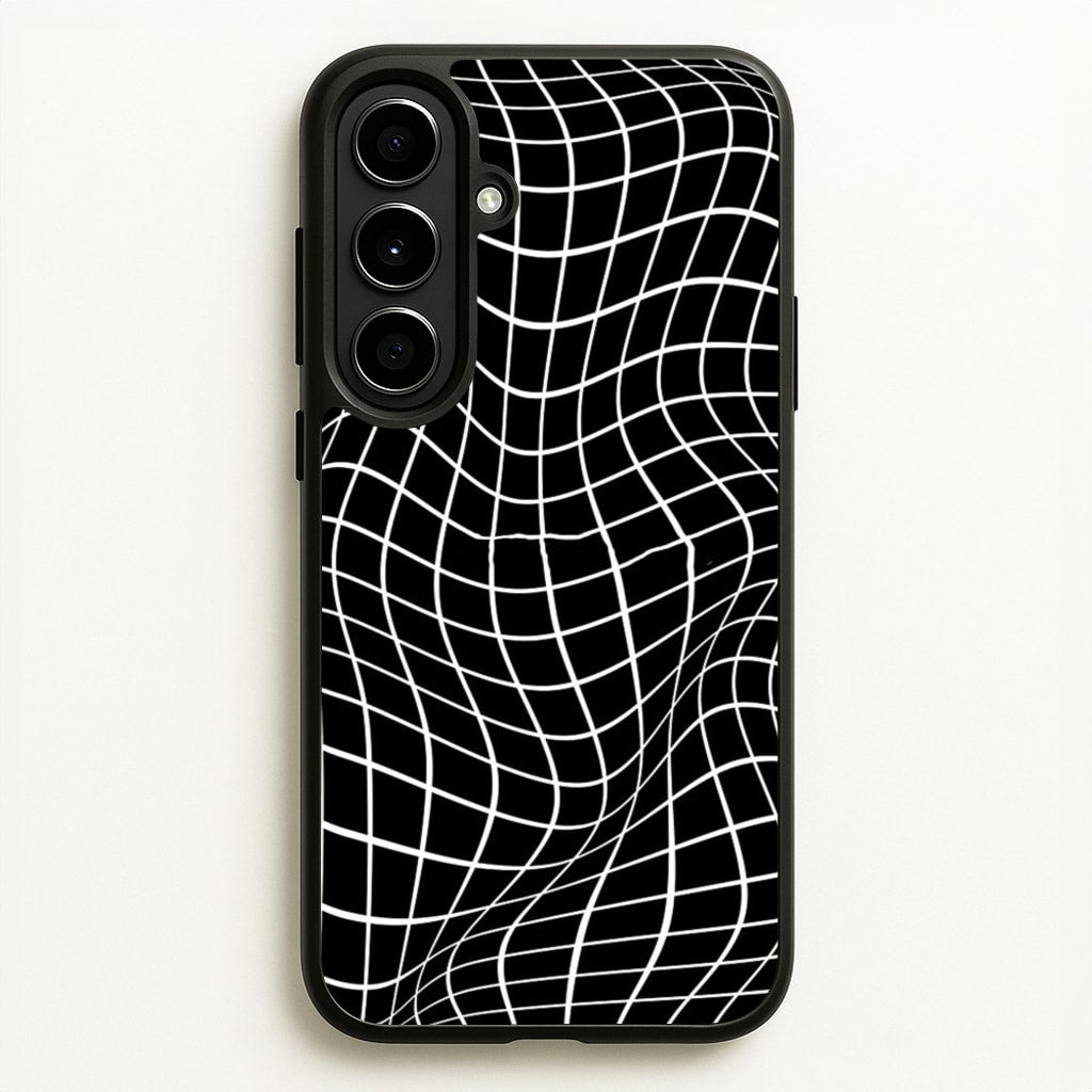 Black Wavy Grid Pattern - Phone Case for Galaxy A56