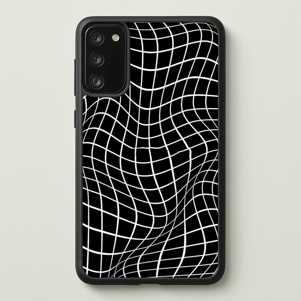 Black Wavy Grid Pattern - Phone Case for Galaxy S20FE