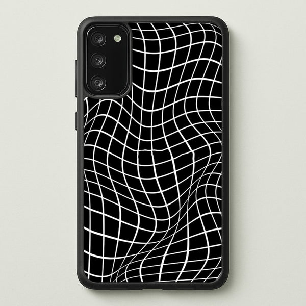Black Wavy Grid Pattern - Phone Case for Galaxy S20FE