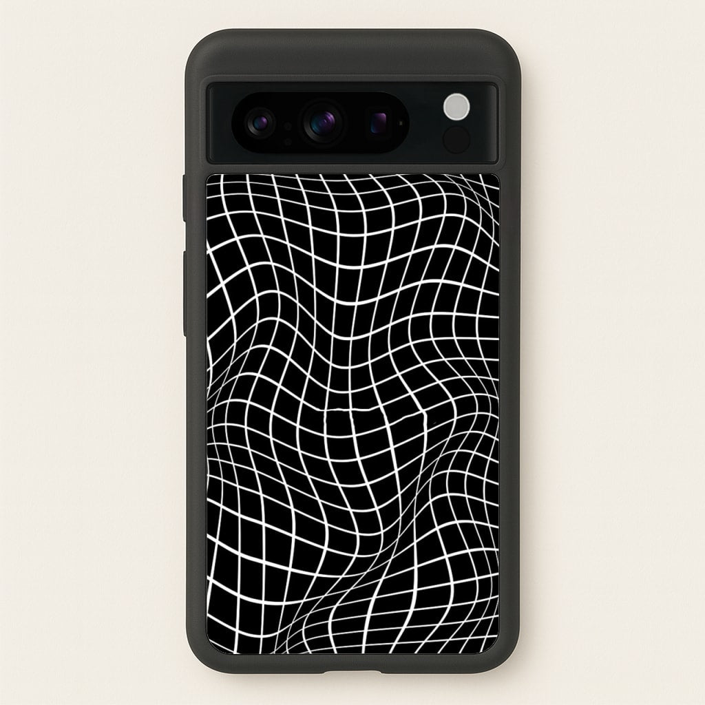 Black Wavy Grid Pattern - Phone Case for Google Pixel 8 Pro