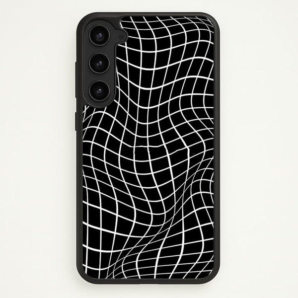 Black Wavy Grid Pattern - Phone Case for Galaxy S23