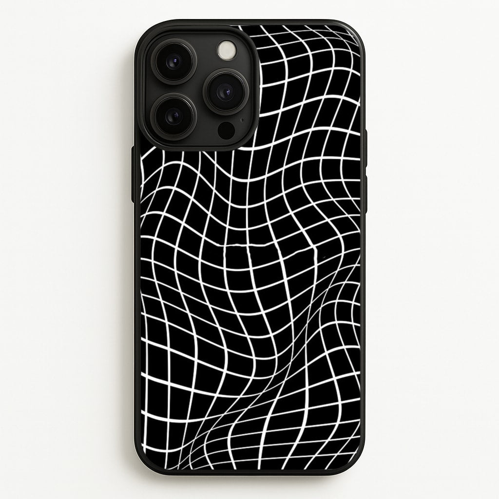 Black Wavy Grid Pattern - Phone Case for iPhone 13 Pro Max