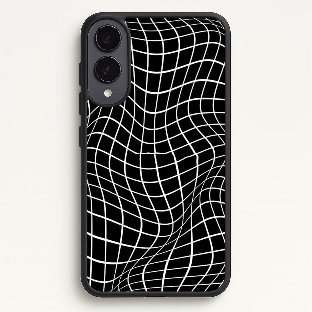 Black Wavy Grid Pattern - Phone Case for Galaxy S25 Edge