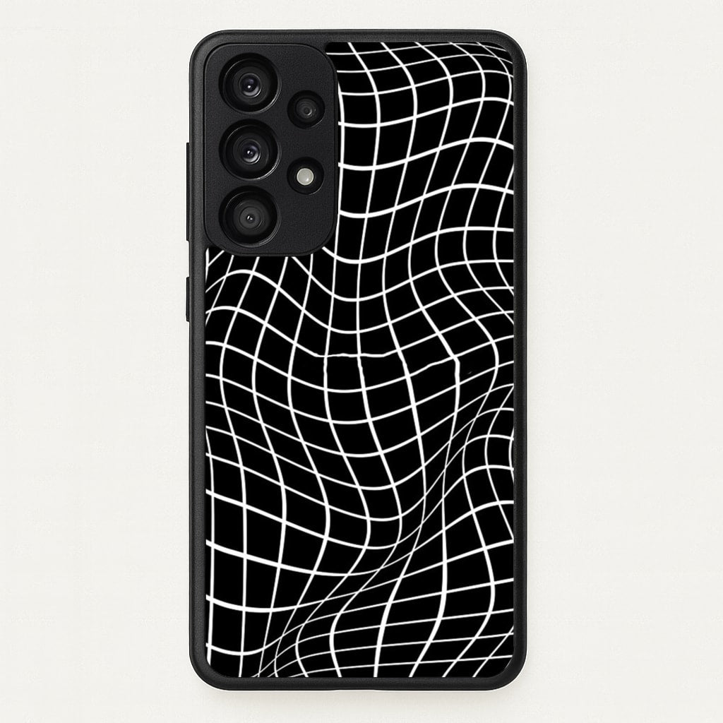 Black Wavy Grid Pattern - Phone Case for Galaxy A53