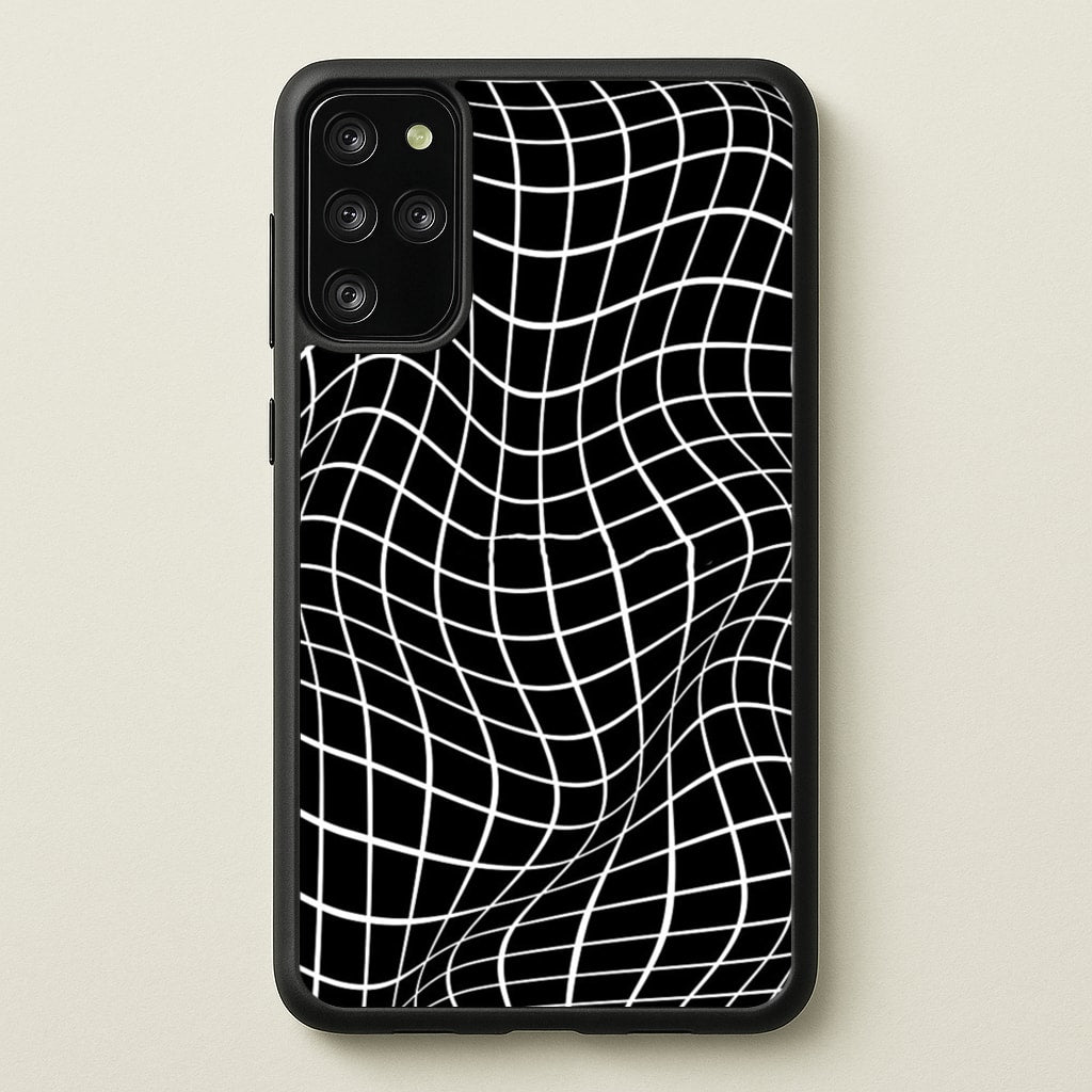 Black Wavy Grid Pattern - Phone Case for Galaxy S20 Plus
