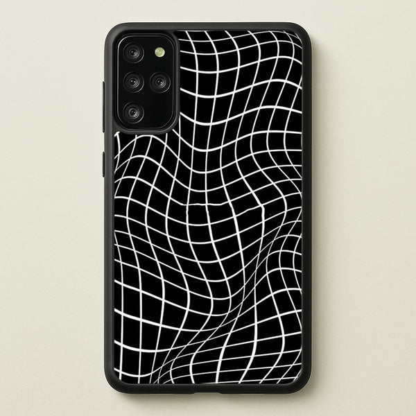 Black Wavy Grid Pattern - Phone Case for Galaxy S20 Plus