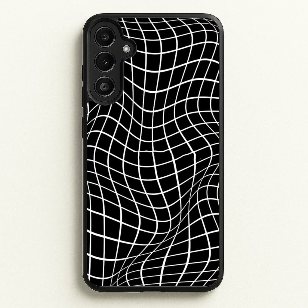 Black Wavy Grid Pattern - Phone Case for Galaxy A36