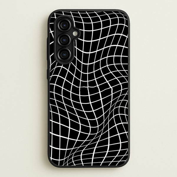 Black Wavy Grid Pattern - Phone Case for Galaxy A54
